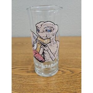 E.T. 1982 Vintage Glass "I'll Be Right Here" Elliot ET Pizza‎ Hut Collector's